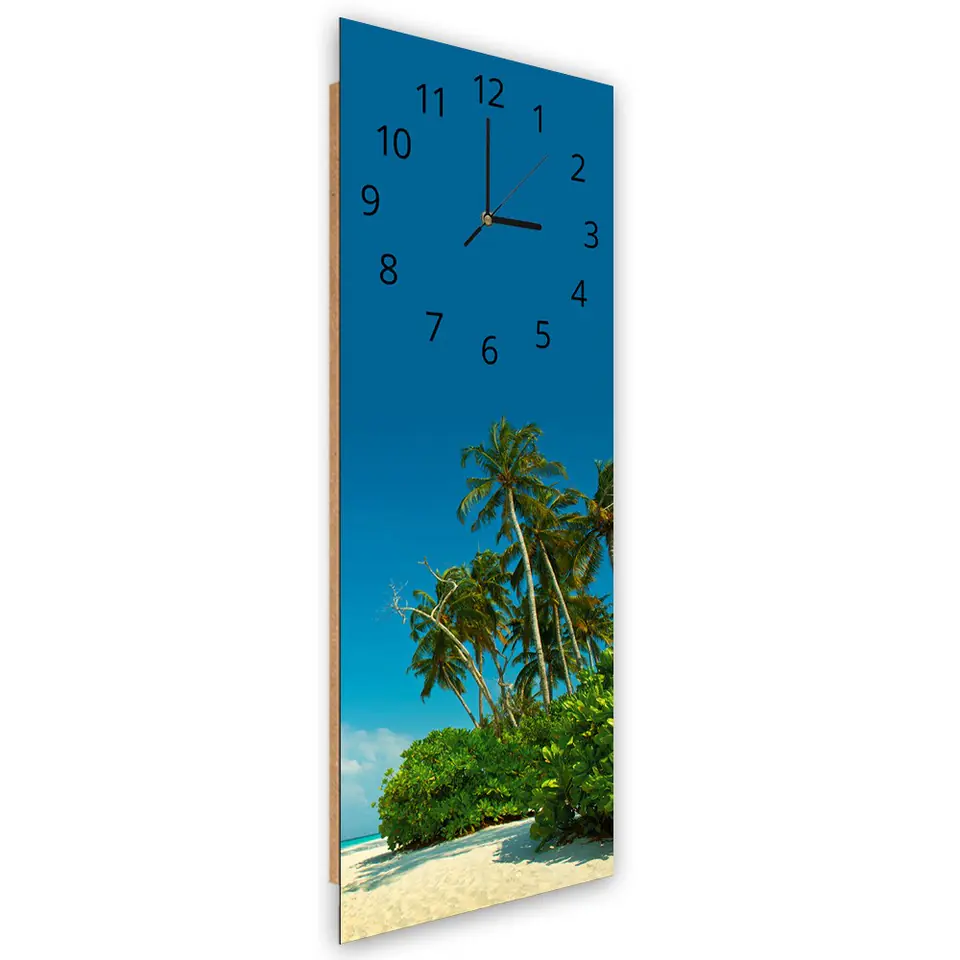 ⁨Obraz z zegarem, Tropikalna plaża (Rozmiar 25x65)⁩ w sklepie Wasserman.eu