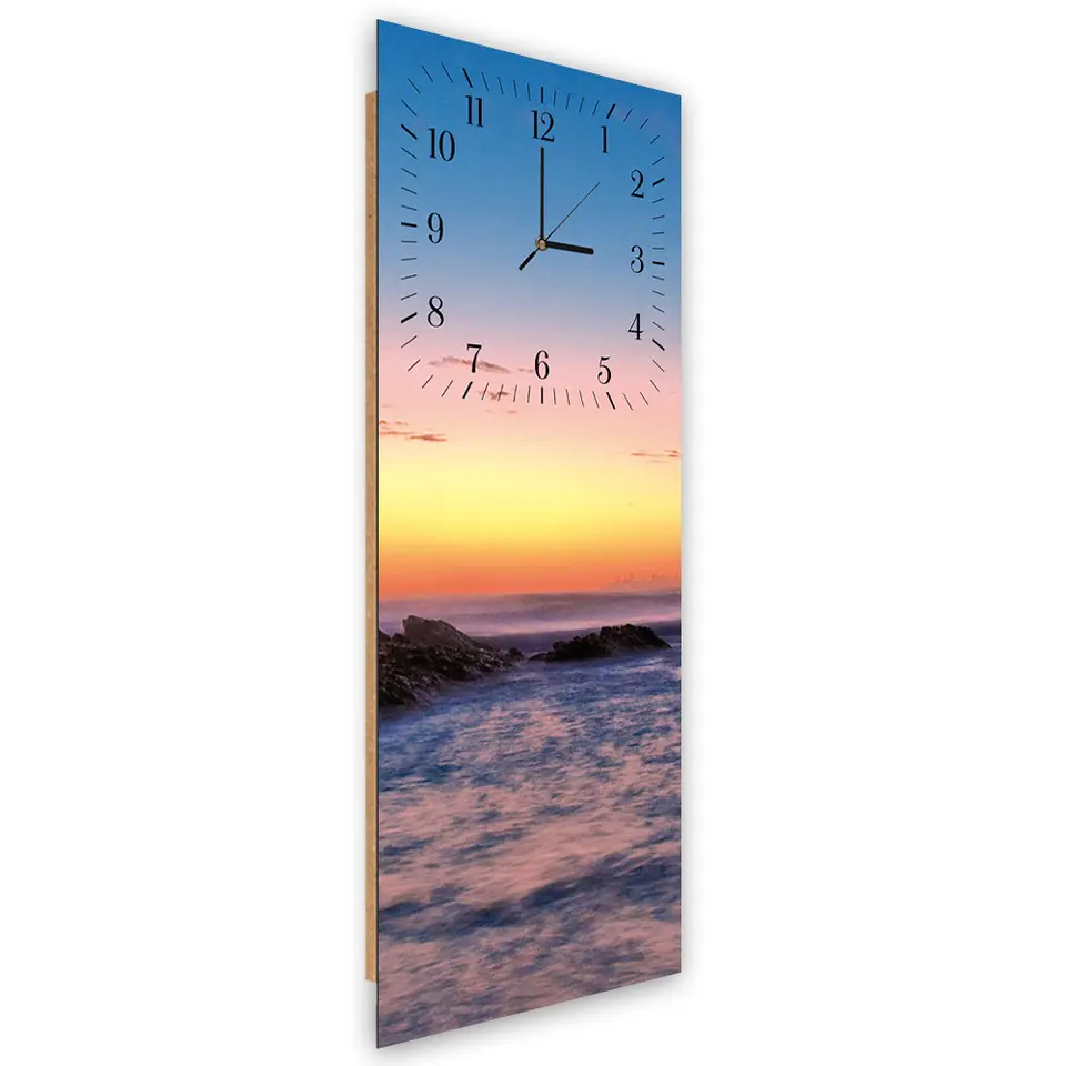 ⁨Obraz z zegarem, Skały o zachodzie słońca (Rozmiar 25x65)⁩ w sklepie Wasserman.eu