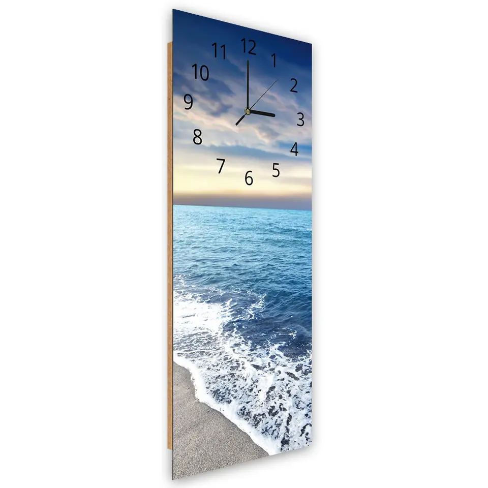 ⁨Picture with clock, Sea shore (Size 30x90)⁩ at Wasserman.eu