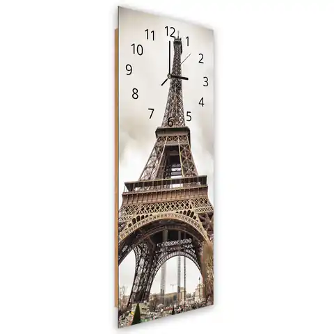 ⁨Obraz z zegarem, Wieża Eiffla (Rozmiar 25x65)⁩ w sklepie Wasserman.eu