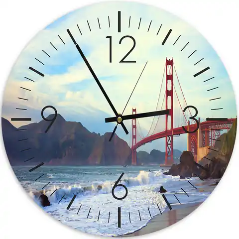 ⁨Picture with clock, Golden Gate Bridge (Size 60x60)⁩ at Wasserman.eu