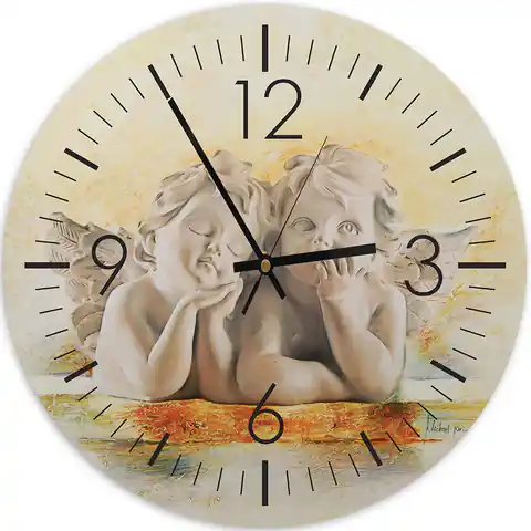 ⁨Obraz z zegarem, Aniołki (Rozmiar 60x60)⁩ w sklepie Wasserman.eu