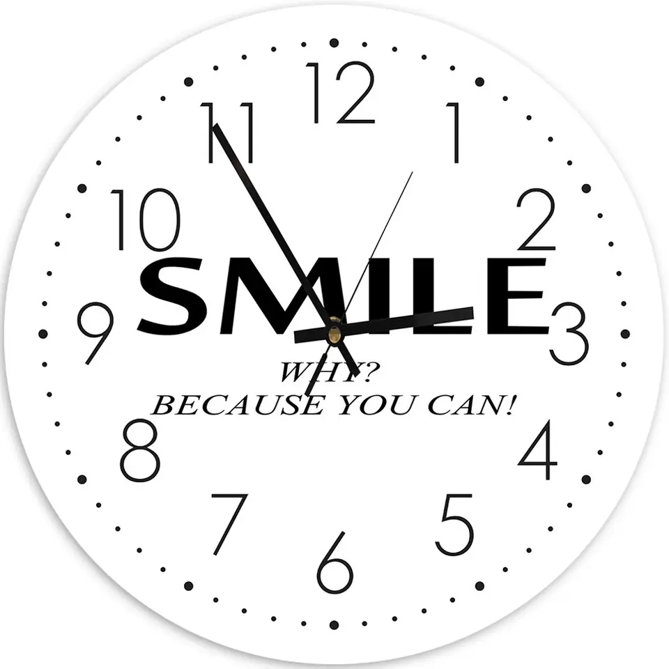 ⁨Picture with clock, Smile over and over again (Size 80x80)⁩ at Wasserman.eu