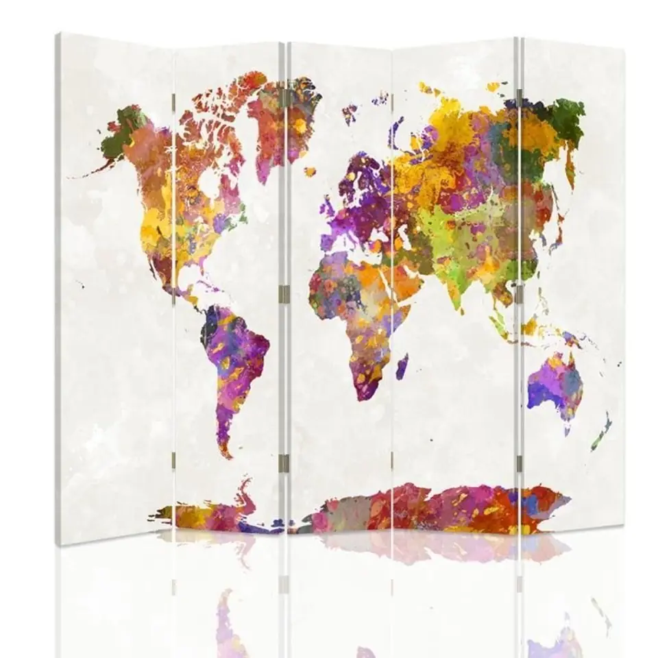 ⁨Double-sided screen, Multicolored world map (Size 180x170)⁩ at Wasserman.eu