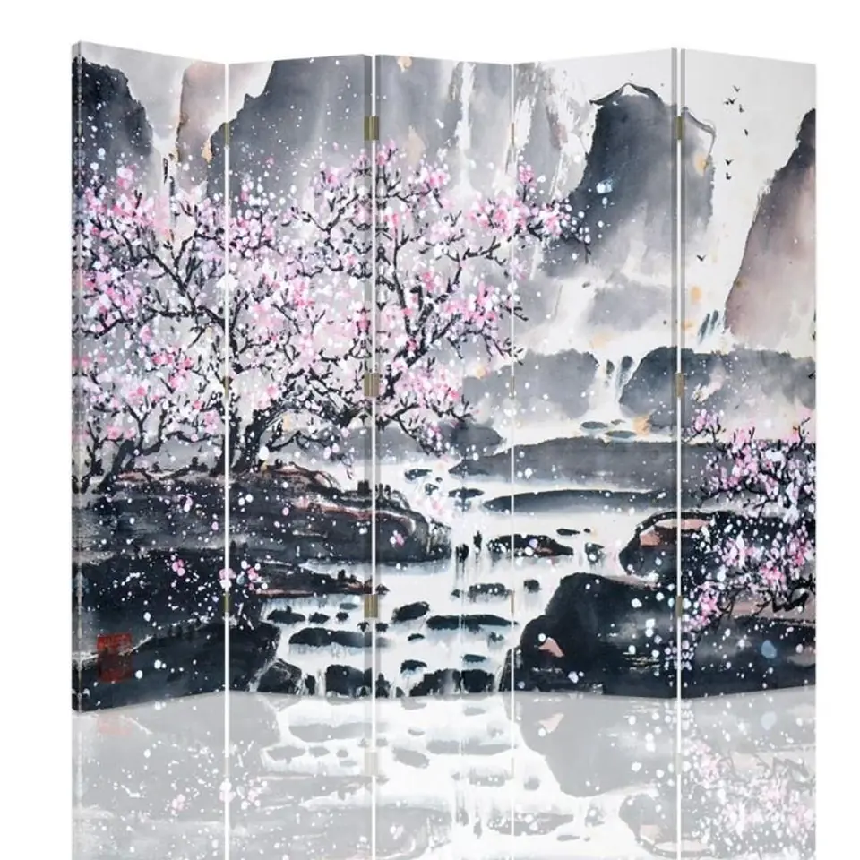 ⁨Double-sided screen, Cherry blossom at the waterfall (Size 180x170)⁩ at Wasserman.eu