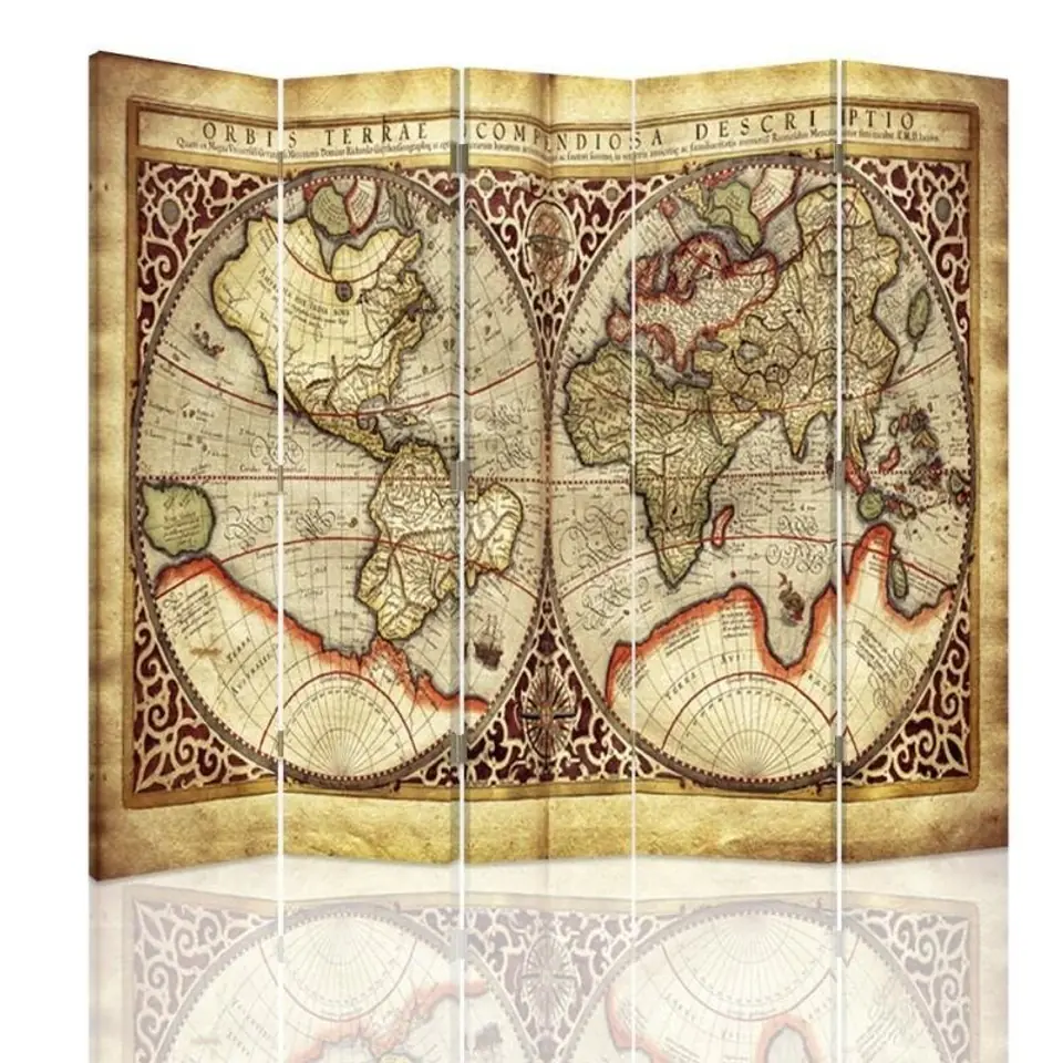 ⁨Parawan dwustronny, Stara mapa świata (Rozmiar 180x170)⁩ w sklepie Wasserman.eu