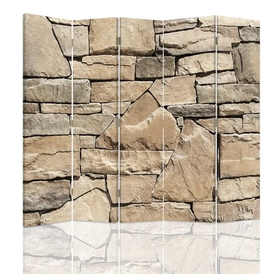 ⁨Parawan dwustronny, Ściana z beżowego piaskowca (Rozmiar 180x170)⁩ w sklepie Wasserman.eu
