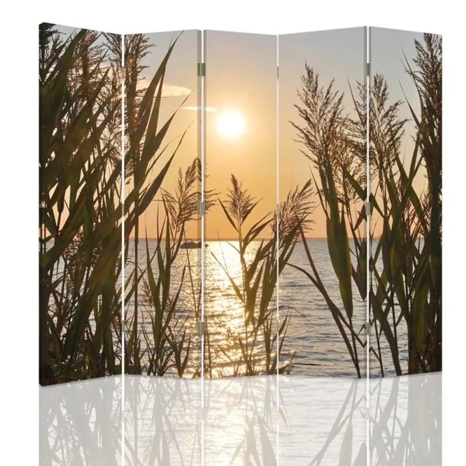 ⁨Double-sided screen, Setting sun over the lake (Size 180x170)⁩ at Wasserman.eu