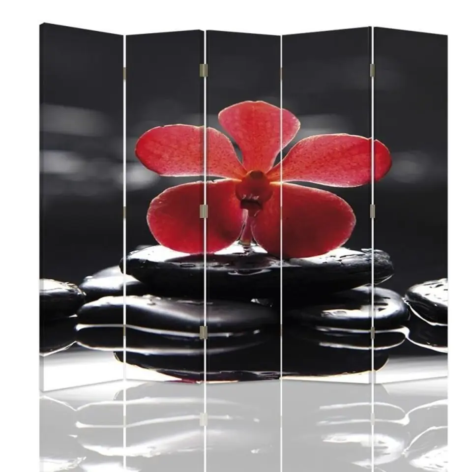 ⁨Double-sided screen, Zen with red orchid (Size 180x170)⁩ at Wasserman.eu