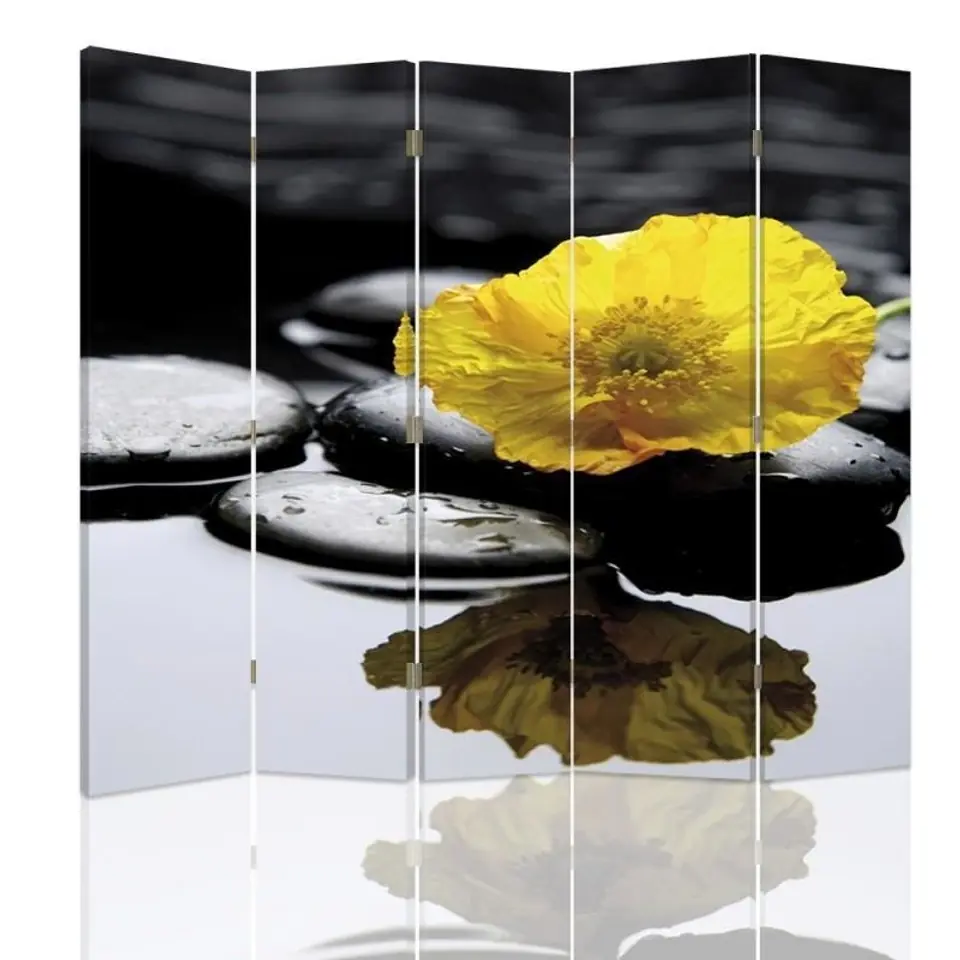 ⁨Double-sided screen, Zen with yellow flower (Size 180x170)⁩ at Wasserman.eu