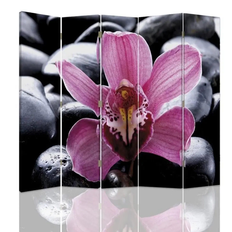 ⁨Double-sided screen, Zen with orchid flower (Size 180x170)⁩ at Wasserman.eu