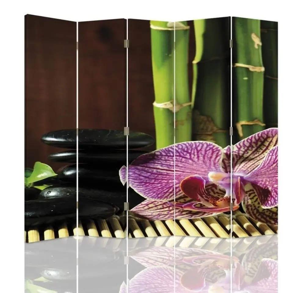 ⁨Double-sided screen, Zen with pink orchid (Size 180x170)⁩ at Wasserman.eu