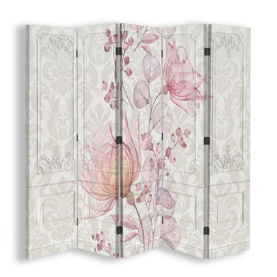 ⁨Double-sided screen, Baroque flowers (Size 180x170)⁩ at Wasserman.eu