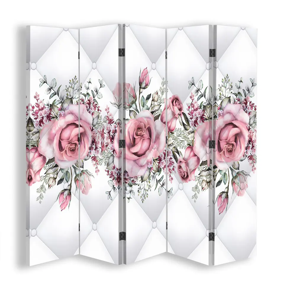 ⁨Double-sided screen, Roses on quilted texture (Size 180x170)⁩ at Wasserman.eu