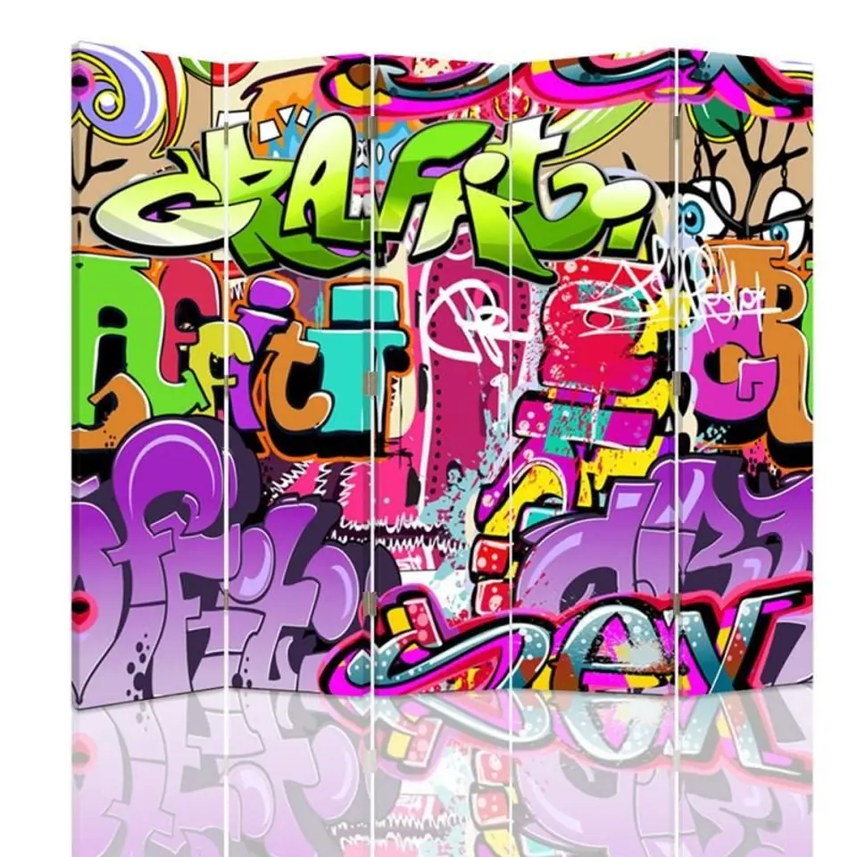 ⁨Double-sided screen, Abstract with graffiti (Size 180x170)⁩ at Wasserman.eu