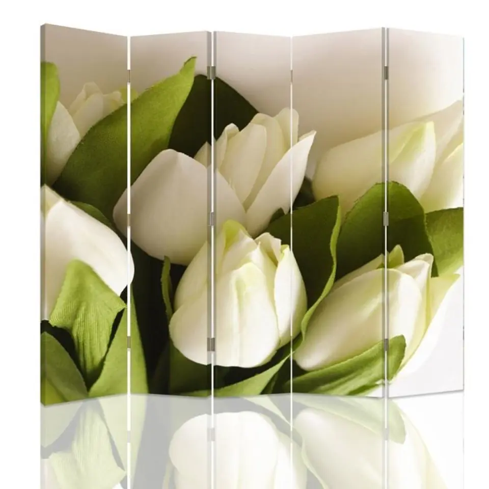 ⁨Double-sided screen, Fresh white tulips (Size 180x170)⁩ at Wasserman.eu