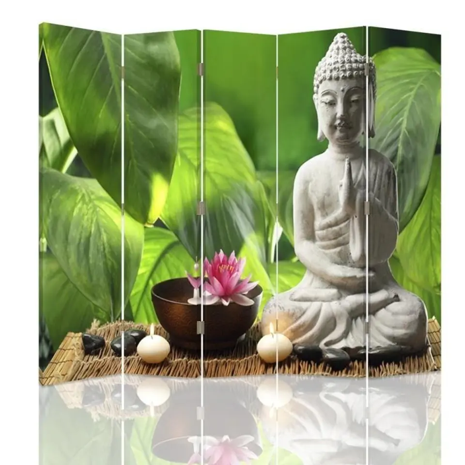 ⁨Double-sided screen, Buddha on the background of leaves (Size 180x170)⁩ at Wasserman.eu