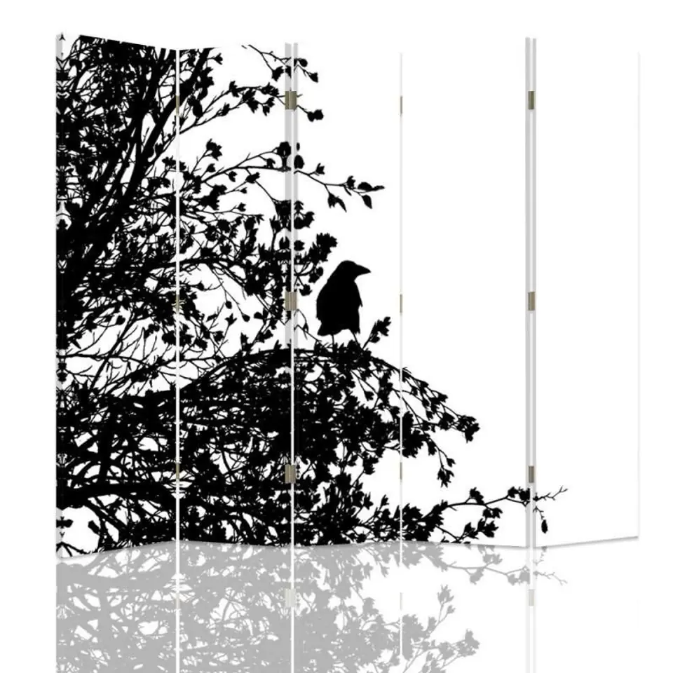 ⁨Double-sided screen, Black bird on a branch (Size 180x170)⁩ at Wasserman.eu