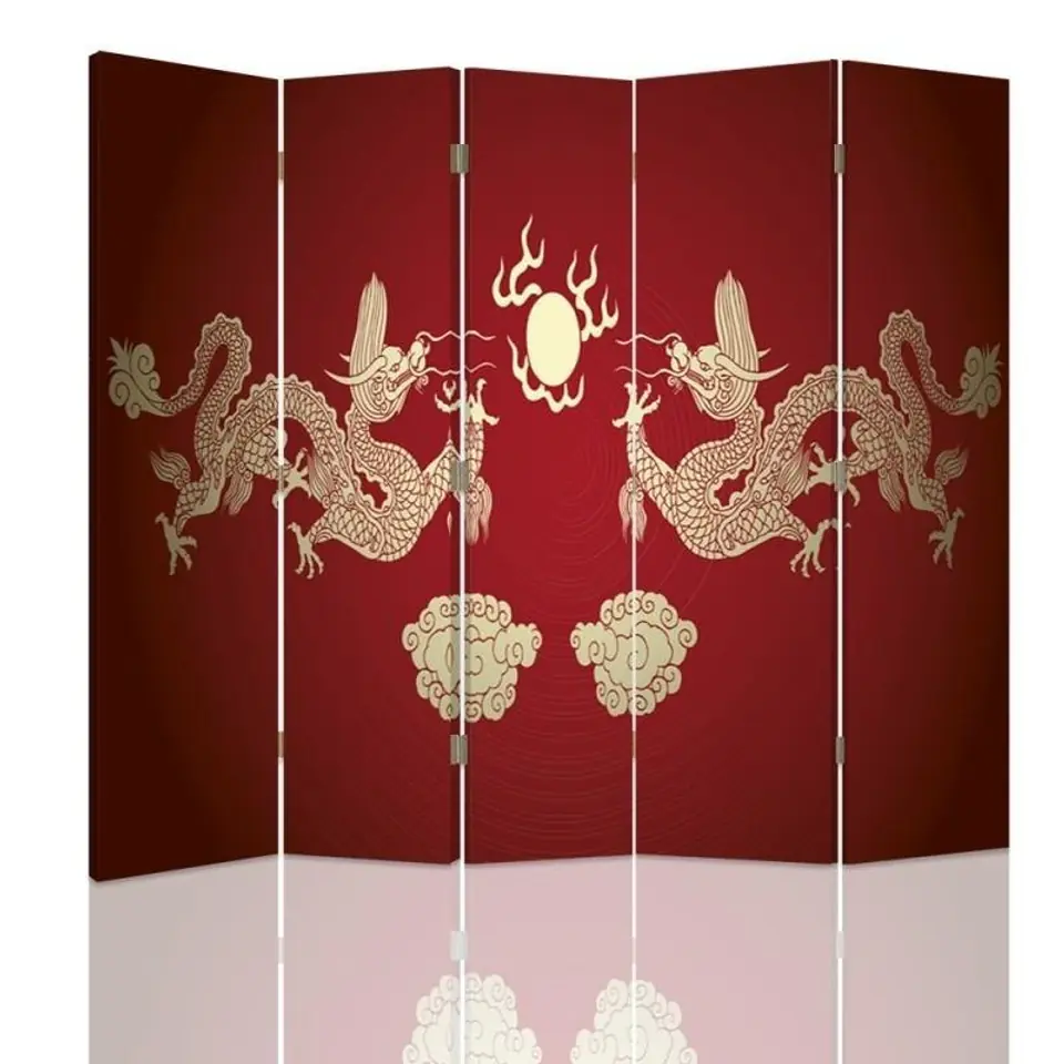 ⁨Double-sided screen, Red dragons (Size 180x170)⁩ at Wasserman.eu