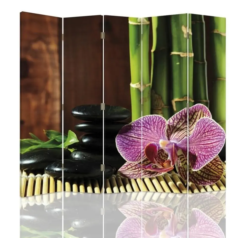 ⁨Parawan dwustronny, Kamyki i orchidea (Rozmiar 180x170)⁩ w sklepie Wasserman.eu