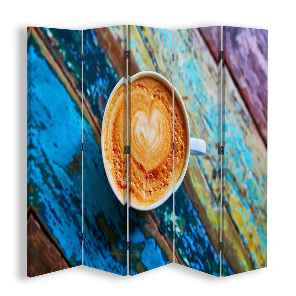 ⁨Double-sided screen, Coffee on a rustic table (Size 180x170)⁩ at Wasserman.eu