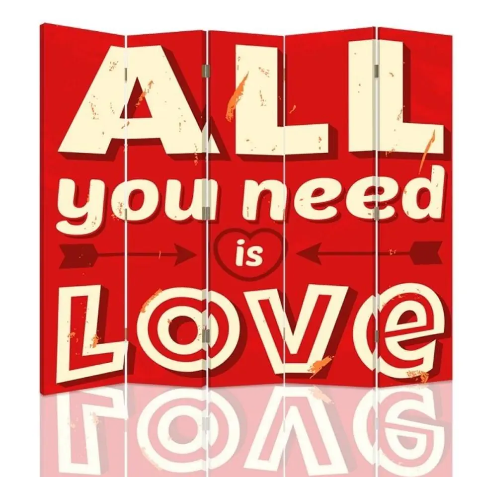 ⁨Parawan dwustronny, All you need is love (Rozmiar 180x170)⁩ w sklepie Wasserman.eu