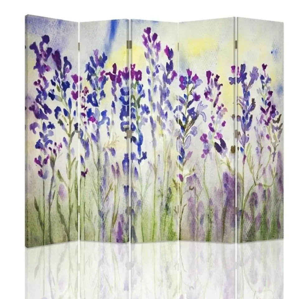 ⁨Double-sided screen, Painted flowers on a white background (Size 180x170)⁩ at Wasserman.eu