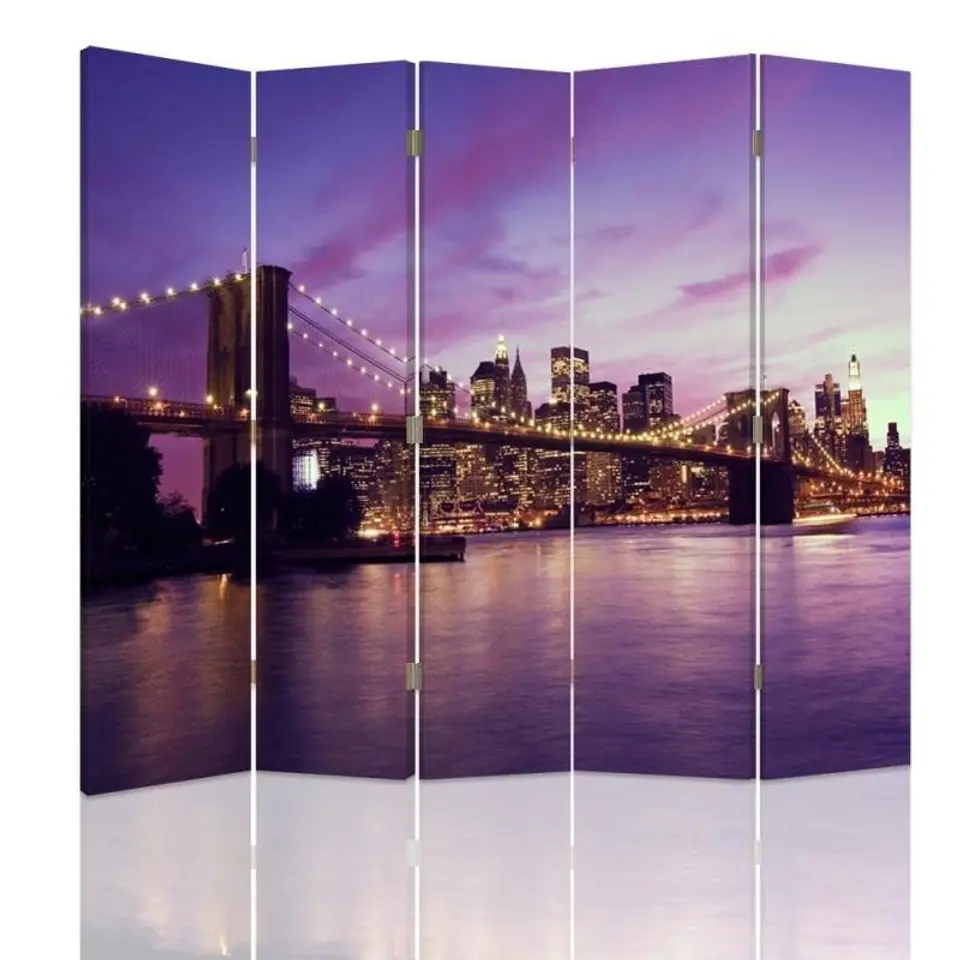 ⁨Parawan dwustronny, Manhattan zatopiony we fiolecie (Rozmiar 180x170)⁩ w sklepie Wasserman.eu