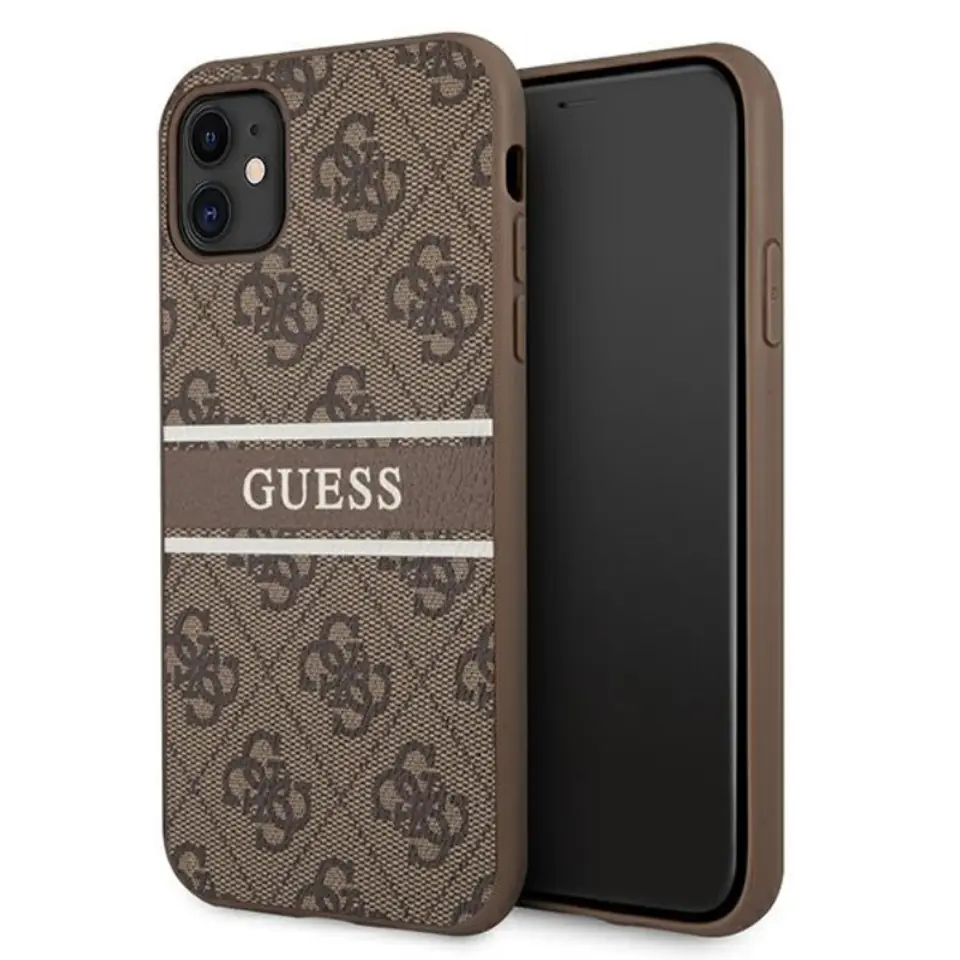 ⁨Guess 4G Printed Stripe - Etui iPhone 11 (brązowy)⁩ w sklepie Wasserman.eu