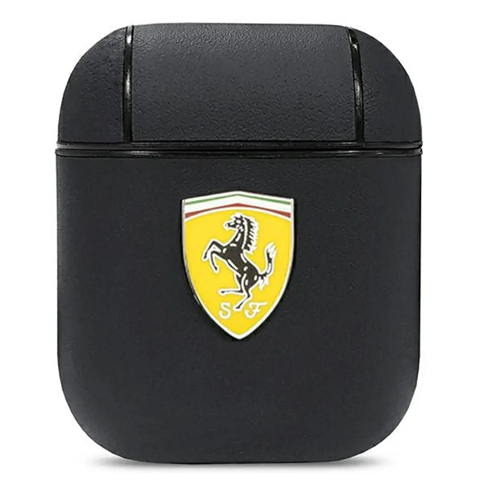 ⁨Ferrari FESA2LEBK AirPods cover black/black On Track Leather⁩ at Wasserman.eu