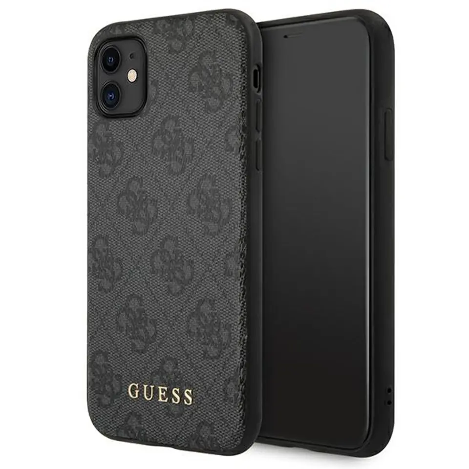 Guess GUHCN61G4GFGR iPhone 11 6.1" grey/grey hard case 4G Metal Gold Logo at Wasserman.eu