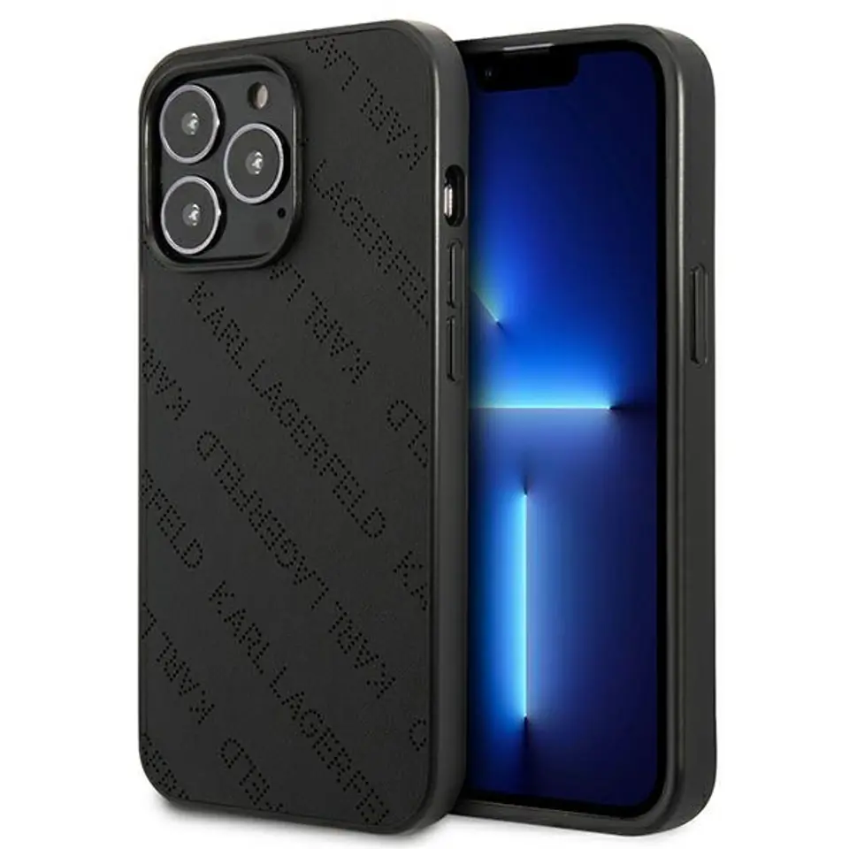 ⁨Karl Lagerfeld KLHCP13LPTLK iPhone 13 Pro / 13 6,1" hardcase czarny/black Perforated Allover⁩ w sklepie Wasserman.eu