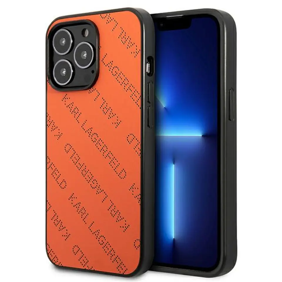 ⁨Karl Lagerfeld KLHCP13XPTLO iPhone 13 Pro Max 6,7" hardcase pomarańczowy/orange Perforated Allover⁩ w sklepie Wasserman.eu