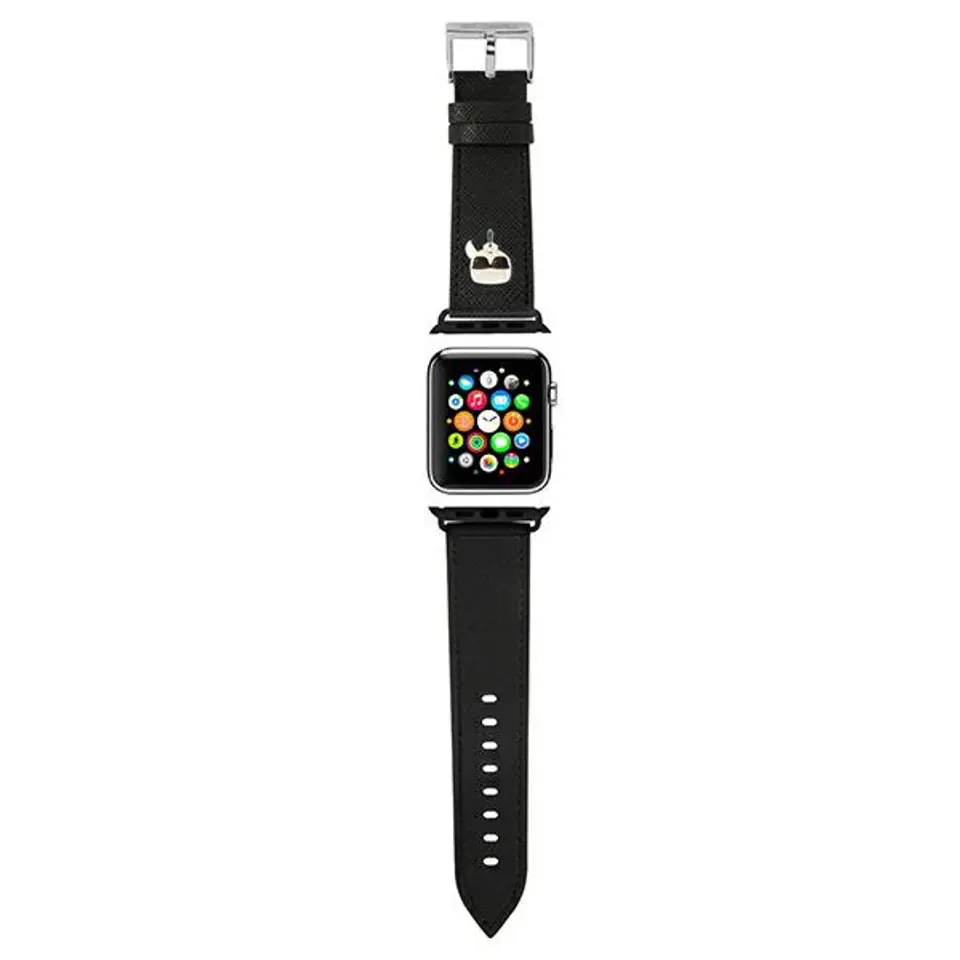 ⁨Karl Lagerfeld Strap KLAWMOKHK Apple Watch 38/40/41mm black/black strap Saffiano Karl Heads⁩ at Wasserman.eu