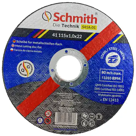 ⁨Tarcza do cięcia metalu Schmith (śr. 115 mm, gr. 1 mm)⁩ w sklepie Wasserman.eu