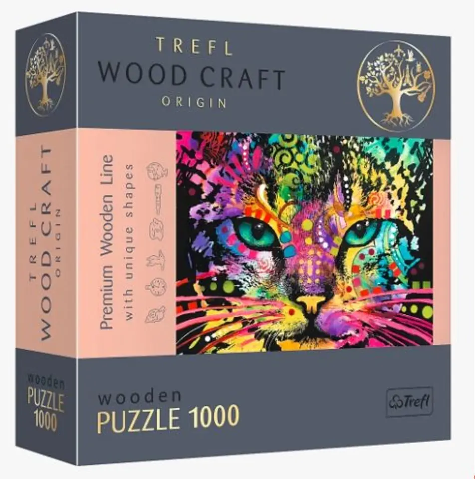 ⁨Gra puzzle drewniane 1000 elementów Kolorowy kot⁩ at Wasserman.eu