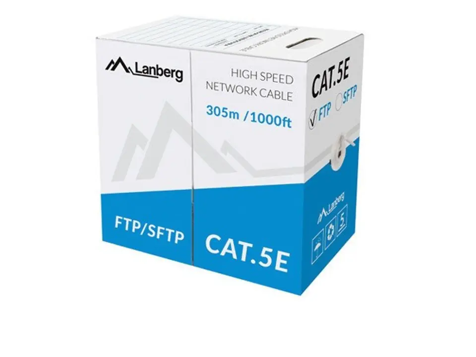 ⁨Kabel SFTP kat.5e 305m drut CU LCS5-11CU-0305-S szary⁩ w sklepie Wasserman.eu