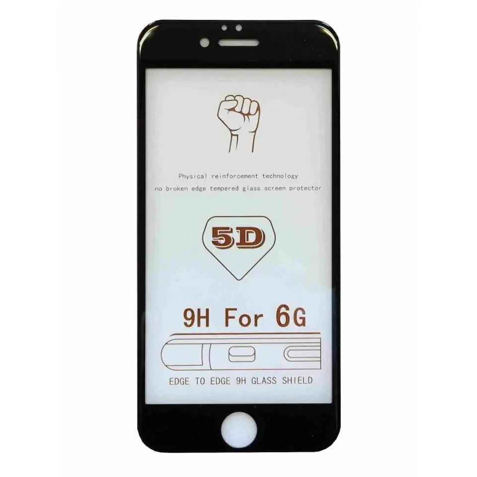 ⁨5D TEMPERED GLASS IPHONE 6+ BLACK⁩ at Wasserman.eu