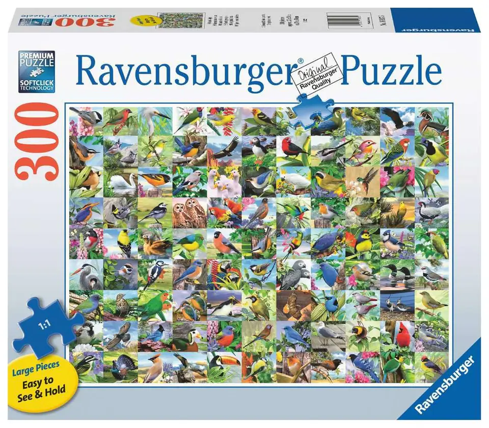 ⁨Puzzle 2D Large format: 99 Delightful birds 300 elements⁩ at Wasserman.eu