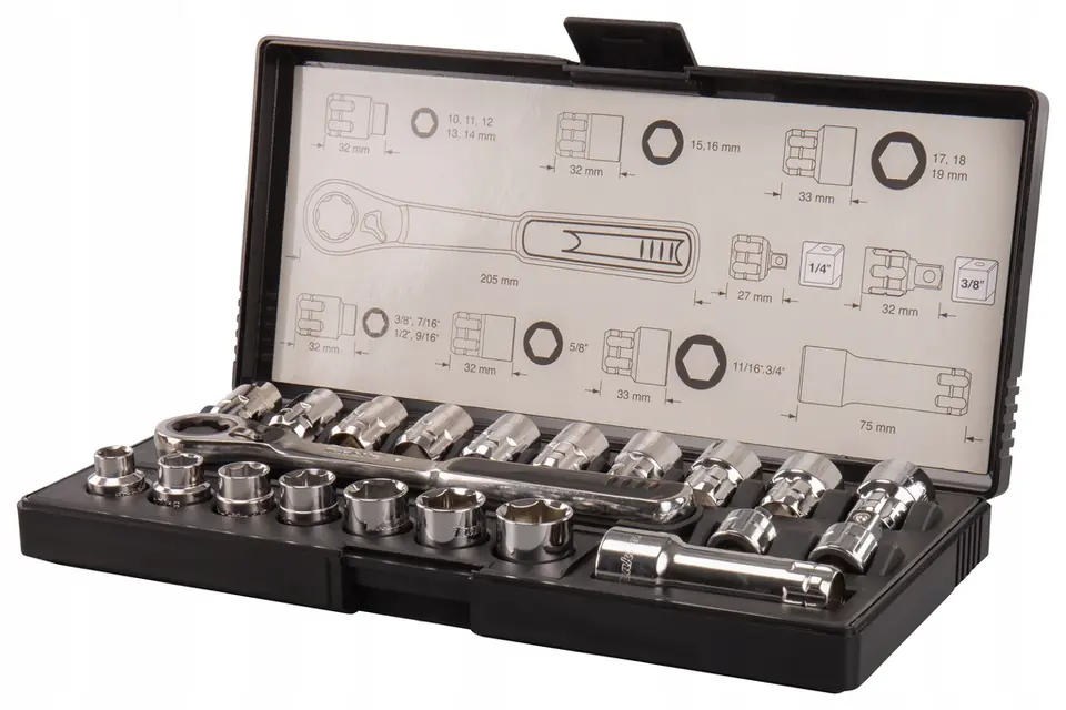 ⁨SOCKET WRENCH SET 1/4'', 3/8'' 21PCS.⁩ at Wasserman.eu