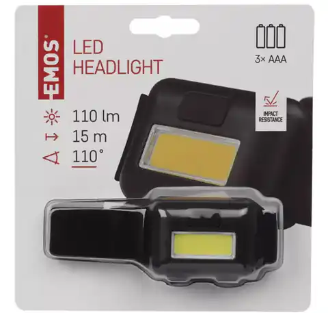 ⁨LED-Stirnlampe Emos P3537 COB 1W AAA (schwarz)⁩ im Wasserman.eu
