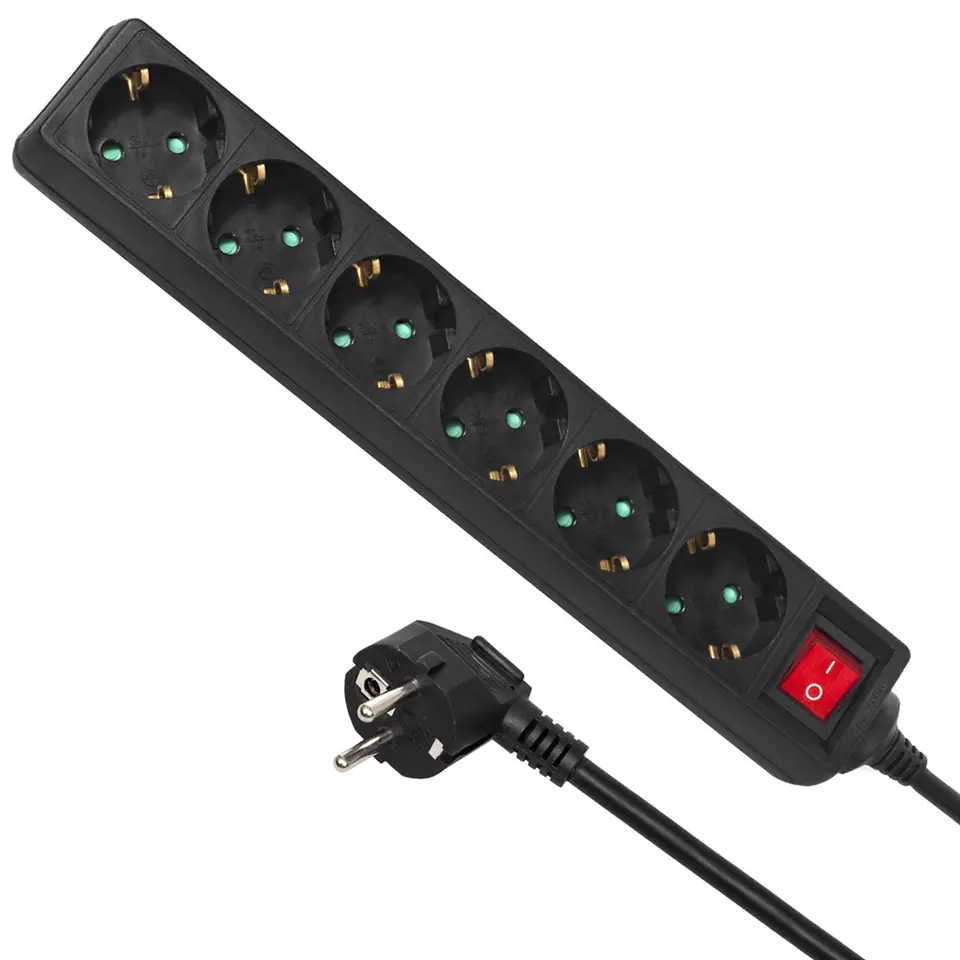 ⁨MACLEAN POWER STRIP 6 OUTLETS WITH SWITCH 5M GERMAN TYPE MCE195G⁩ at Wasserman.eu