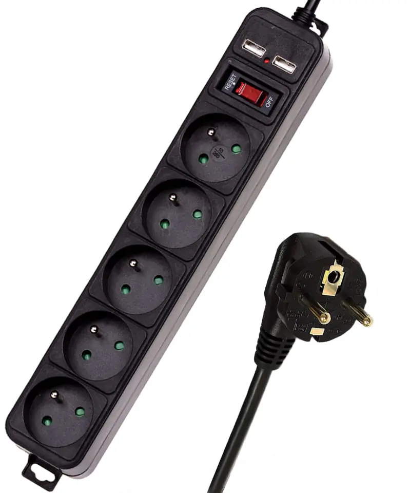 ⁨Surge protector (1.5 m, 5 sockets + 2 USB)⁩ at Wasserman.eu