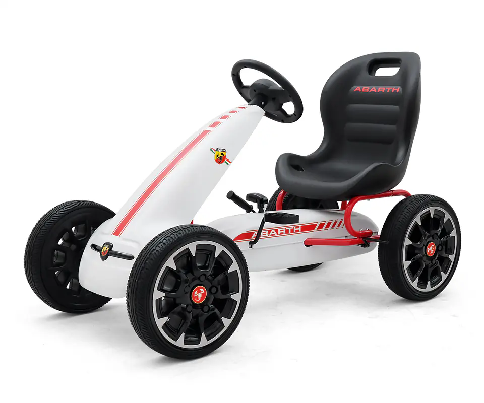 ⁨Abarth White pedal go-kart⁩ at Wasserman.eu