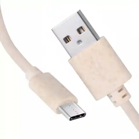 ⁨Ekologiczny EKO Kabel 3A 1m USB - USB-C HG-EC01 piaskowy⁩ w sklepie Wasserman.eu