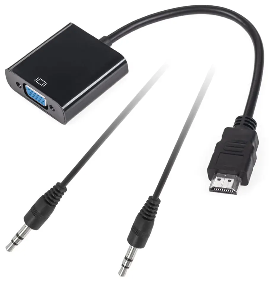 ⁨Złącze adapter wtyk HDMI - gniazdo VGA + Audio⁩ w sklepie Wasserman.eu