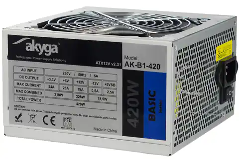 ⁨Akyga ATX power supply (420 W, 12 cm, AK-B 1-420)⁩ at Wasserman.eu