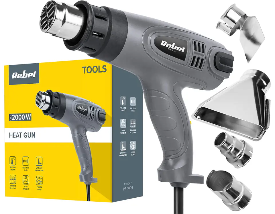 ⁨Hot air heat gun 2000W Rebel⁩ at Wasserman.eu