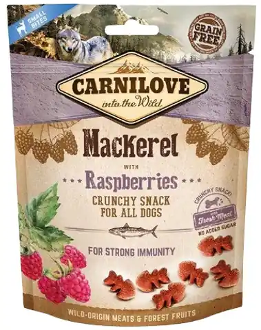 ⁨CARNILOVE CRUNCHY SNACK MACKEREL WITH RASPBERRIES WITH FRESH MEAT 200g⁩ at Wasserman.eu