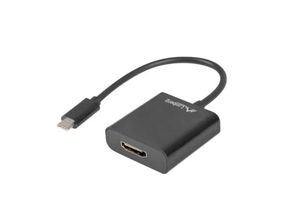 ⁨Adapter Lanberg AD-UC-HD-01 (USB typu C M - HDMI F; 0,15m; kolor czarny)⁩ w sklepie Wasserman.eu